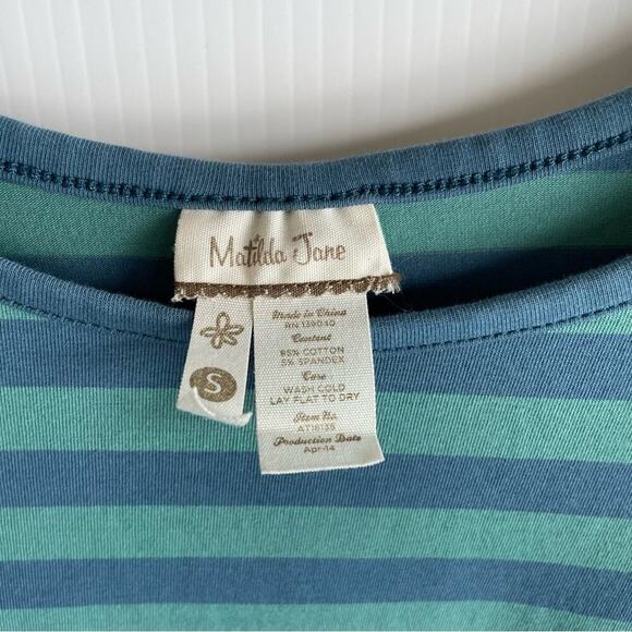 Matilda Jane striped shirt size small teal stripes - Picture 2 of 6